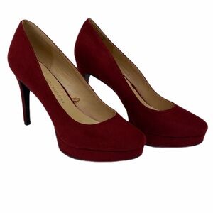 Chinese Laundry Wendy ll Red Platform Faux Suede Round Toe Stiletto Pump SZ 7.5
